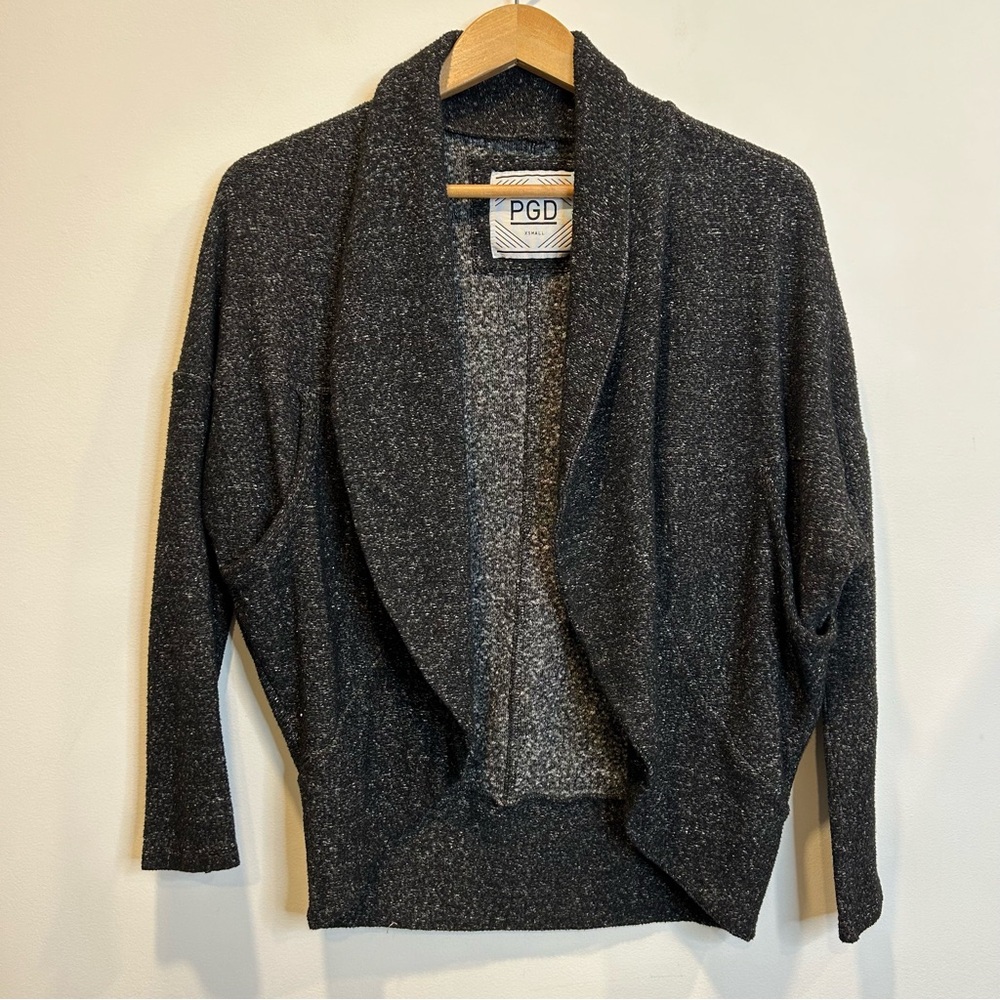 Plenty PGD Cocoon Cardigan Sweater Charcoal Grey Speckled